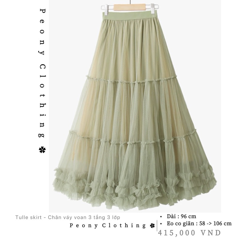 TULLE SKIRT - Chân váy voan QCCC 3 tầng 3 lớp 95cm