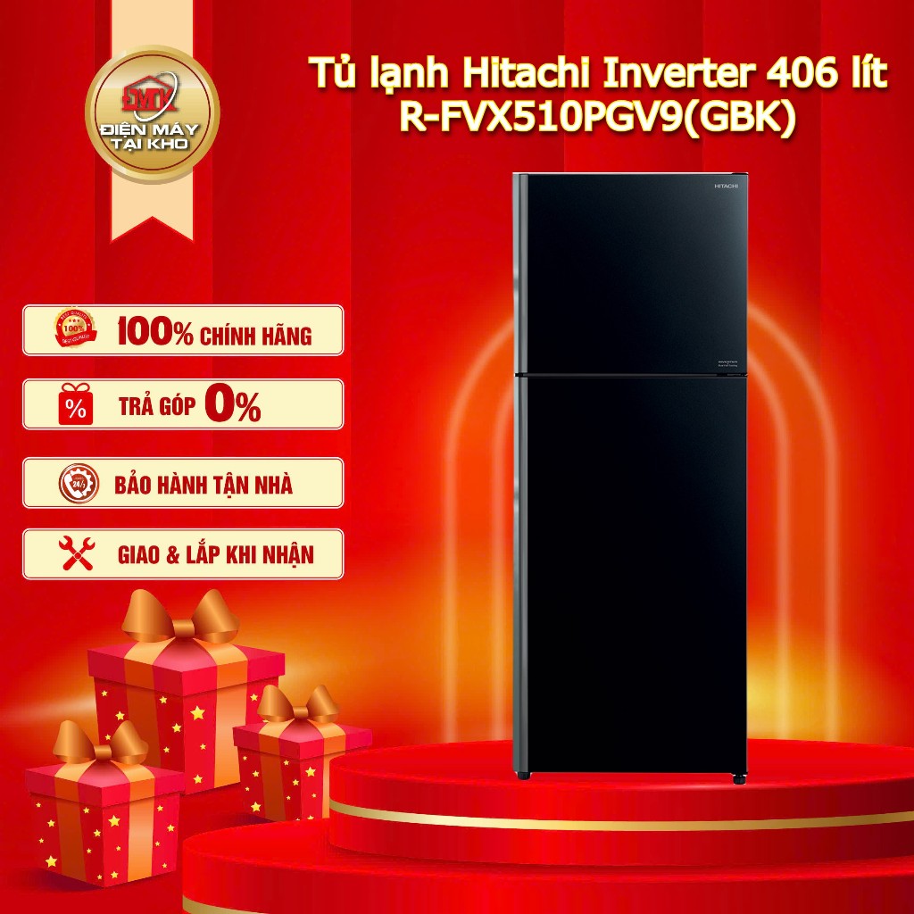 Tủ lạnh Hitachi Inverter 406 lít R FVX510PGV9 (GBK) – Ngăn đông mềm Selectable Zone – Kính đen sang 