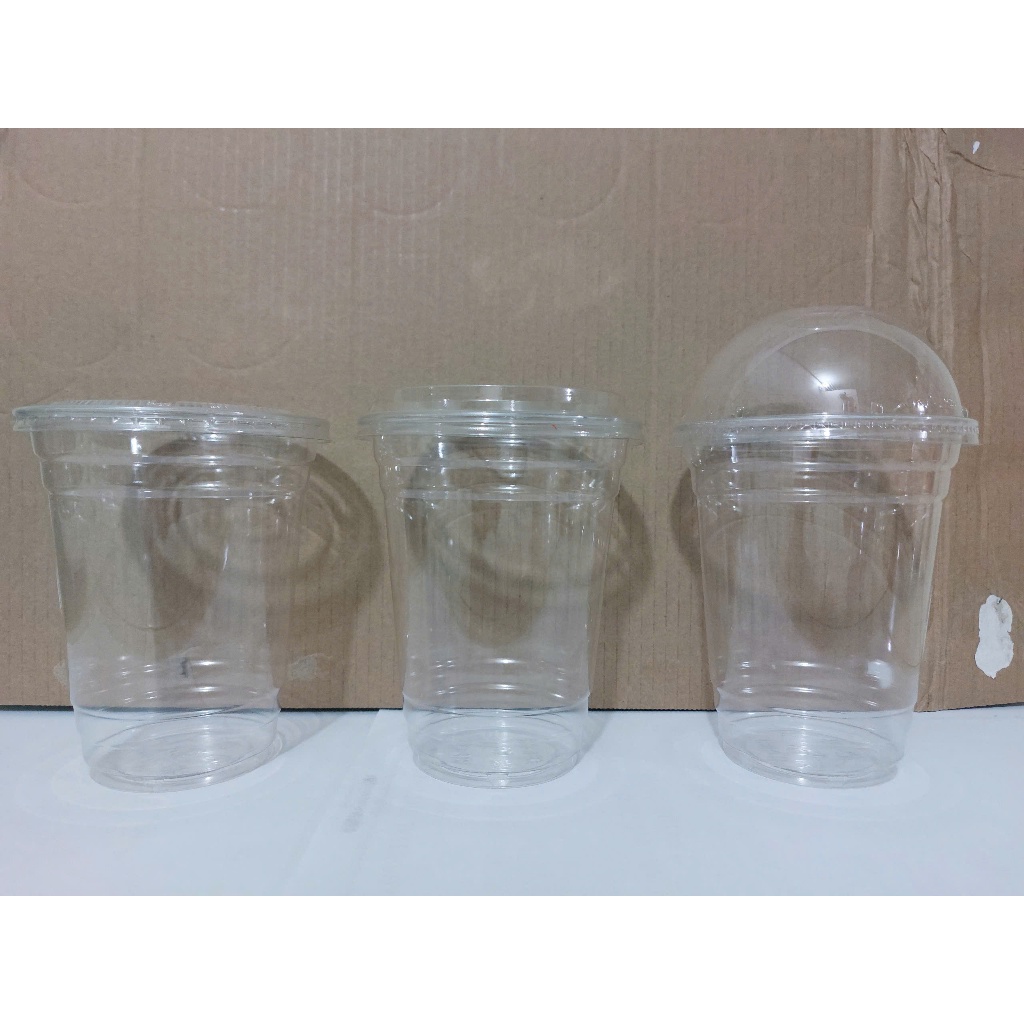 Set 100-300 cái Ly nhựa PET 500ml - 16oz UKP (Loại dày, Nắp 98mm)