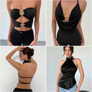 ( LÙI 1 SIZE SO VỚI HAY MẶC - ORDER SHEIN ) MEGI TOP - Áo croptop dây quây xẻ cá tính Y2K