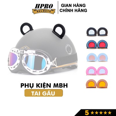 Tai gấu 2 màu gắn mũ bảo hiểm SUNDY Helmets tặng kèm keo dán, phụ kiện trang trí thời trang, và cá tính