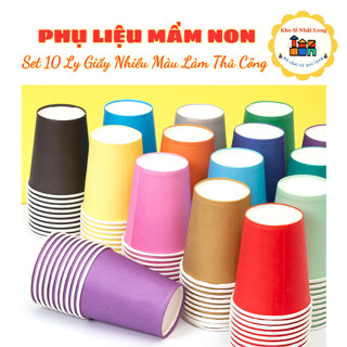   CHỌN MÀU  Set 10 Cốc Giấy Ly giấy Nhiều Màu Làm Thủ Công Phân Loại Mầu Sắc Cho Bé 