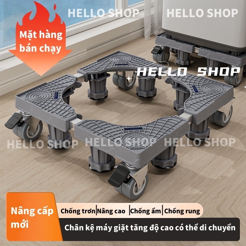 HELLO SHOP Chân đế máy giặt, kệ máy giặt và tủ lạnh, kệ tủ lạnh máy giặt trụ Inox cao cấp