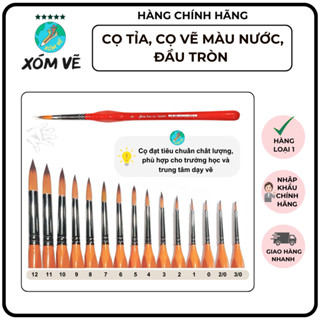 [XÓM VẼ] Cọ vẽ đầu tròn vẽ màu nước, màu bột đủ size, phù hợp luyện thi và học vẽ