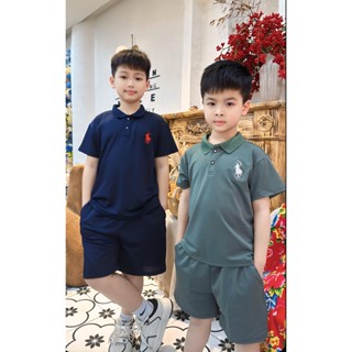 Bộ quần áo polo cổ bẻ thêu ngựa sang trọng cao cấp nhất nhà MINTKISD01 - BABYswear Top Áo Thun có cổ Đen shirt hót new