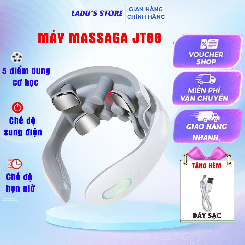 Máy Massage Cổ Vai Gáy JT88, Mát Xa Xung Điện Cùng 5 Đầu Rung Takara Làm Giảm Nhức Mỏi BH 12 Tháng