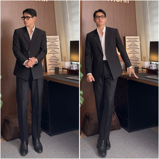 Quần Âu Nam HAPPYORSAD Đai Chun Ẩn Che Khuyêt Điểm Điều Chỉnh Eo Cạp Cao Ống Đứng ( Smart Pants HOS SS2 - Menswear )