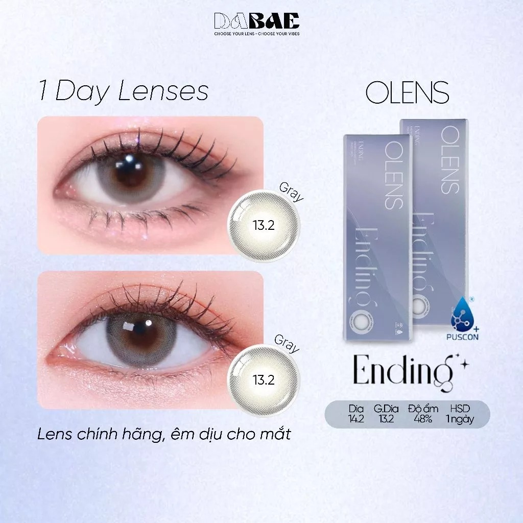 Lens 1 ngày Ending Gray chính hãng Olens Korea DIA 14.2mm có độ 0-8 DABAE