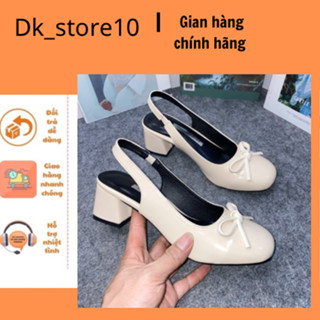 Giày sục nữ cao gót mũi vuông 5p 7p xinh, đi học đi tiệc chất da bóng