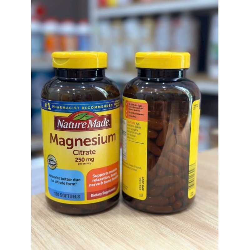 VIÊN UỐNG MAGNESIUM CITRATE NATURE MADE 250MG 180 VIÊN.