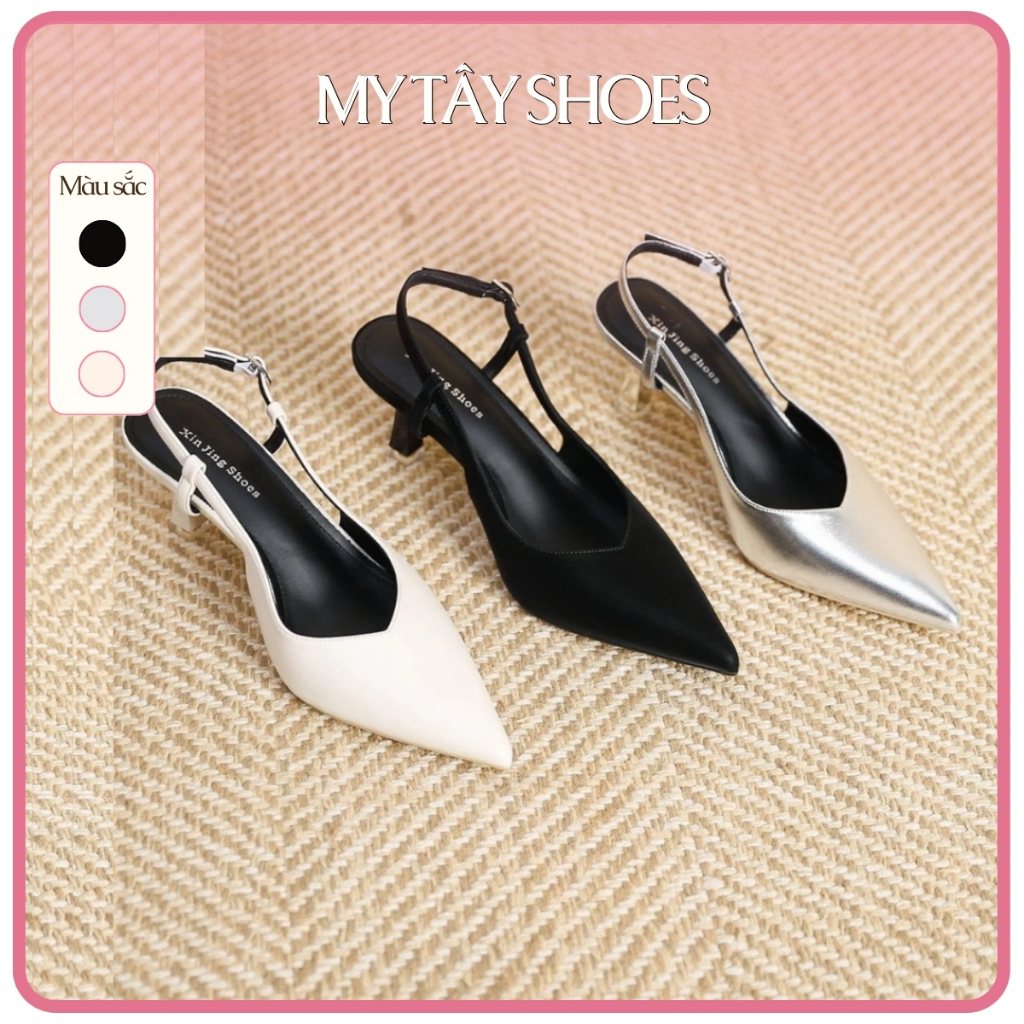 {Có size 40} Giày Slingback gót nhọn 5p chất liệu cao cấp, giày quai hậu gót nhọn 5p hàng loại 1