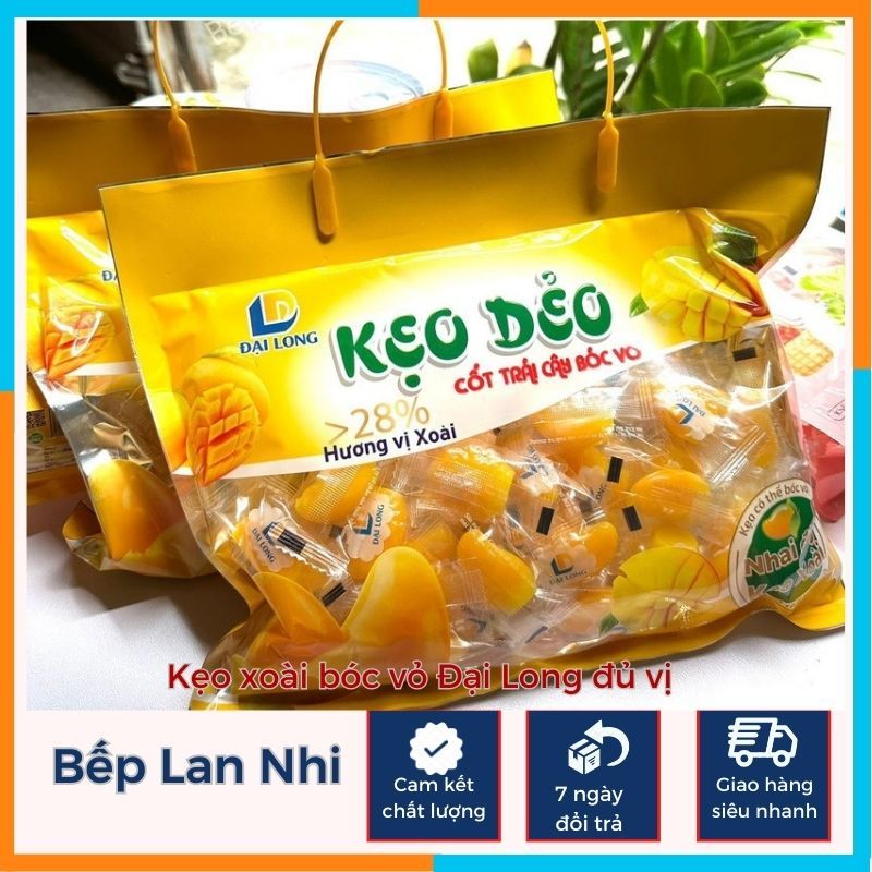 Kẹo dẻo xoài bóc vỏ Đại Long 400gr, kẹo bóc vỏ đủ vị, xoài, dâu, nho, ổi, khoai lang, chuối