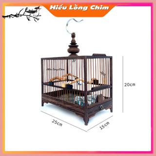 ( Tặng Full PK ) Lồng Chim Khuyên - Hút Mật Chữ Nhật Chất Liệu Gỗ Mun Size 25 - 15 - 20 ( Ráp Sẵn )