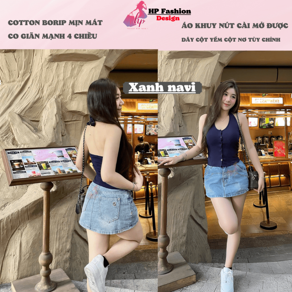 [XẢ KHO TẾT]Áo ba lỗ cột dây yếm sau hở lưng mùa hè không mút, áo kiểu nữ trơn basic cao cấp cài cúc ôm chiết HP33 | BigBuy360 - bigbuy360.vn