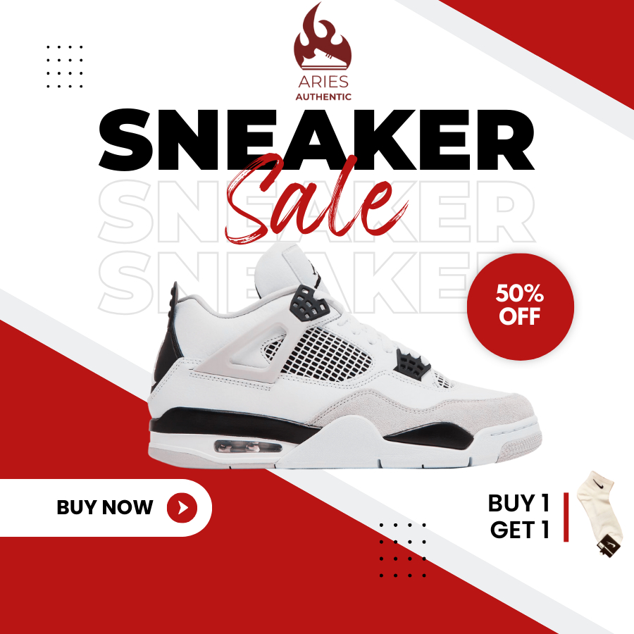 [ Hàng Chính Hãng ] Giày JD 4 1st Retro White, Jordan 4 Military Full Box - Hàng Real