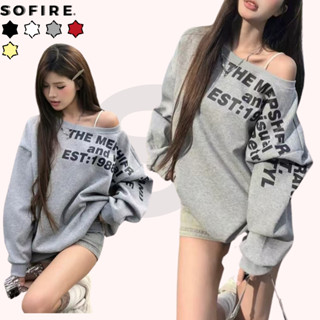 Áo Sweater Nữ Trễ Vai Vải Nỉ SOFIRE, Áo Sweater Tay Dài Nữ Lệch Vai Vải Nỉ Mùa Thu Đông Mặc 2 Kiểu Cá Tính -A31-