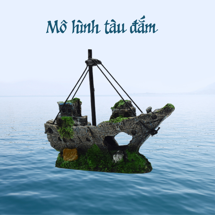 Mô hình tàu đắm | Trang trí bể cá, decor