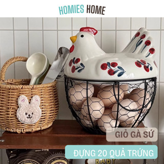 Giỏ gà sứ đựng 20 quả trứng gọn gàng bếp