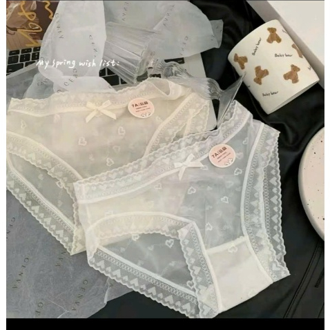 Sét 10 Quần Lót Nữ Ren Tơ mềm mại, Quần Lót Nữ Sexy thiết kế họa tiết trái tim siêu gợi cảm