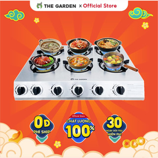 Bếp gas Nấu 4, 6, 8 họng THE GARDEN IGWT bản mới chuyên làm mì cay, cơm niêu, bánh tráng chất liệu inox 304