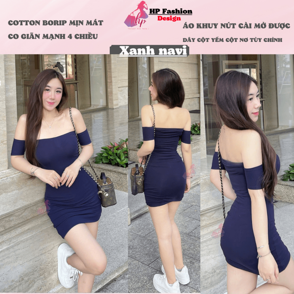 [XẢ KHO TẾT]Đầm trễ vai body dáng ngắn body không mút, váy kiểu nữ màu đen nâu sáng da đi tiệc bigsize HP29 | BigBuy360 - bigbuy360.vn