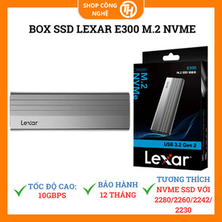  Box SSD Lexar E300 M2 NVMe| Nhôm nguyên khối chuẩn Usb 3.2 Gen2 Type-C tốc độ cao 10Gbps 