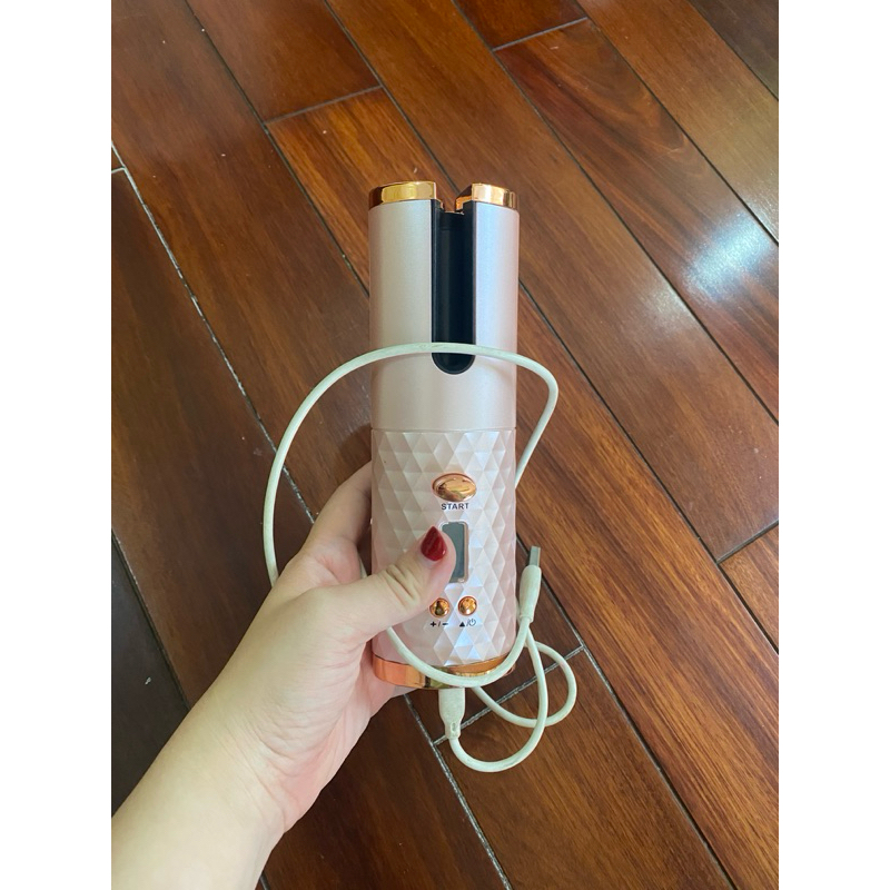 [thanh lý] máy uốn tóc tự động xoay màu hồng
