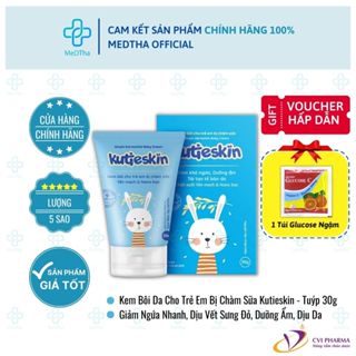 Kutieskin - Kem Bôi Chàm Sữa Cho Bé, Dưỡng Ẩm, Giảm Mẩn Ngứa, Dịu Da, An Toàn Cho Bé (Tuýp 30G)