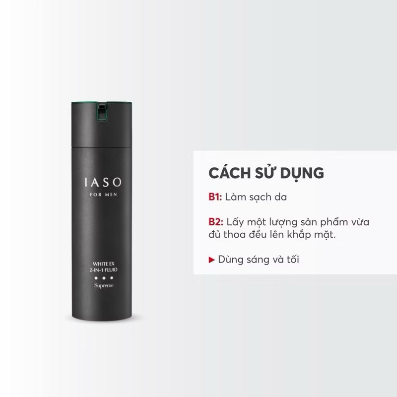 [CHÍNH HÃNG] IASO DR IASO Tinh Chất Giúp Làm Trắng Da 2 Trong 1 Cho Nam IASO FOR MEN WHITE EX 2 IN 1