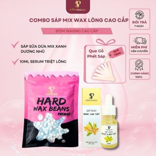   CHE TÊN SP Combo 300Gr Sáp Wax Lông Xanh Dương  Nhũ Mix Sữa Dừa Chuyên Wax Bikini Nách + Mỡ Trăn Ngọc Lan Tây 