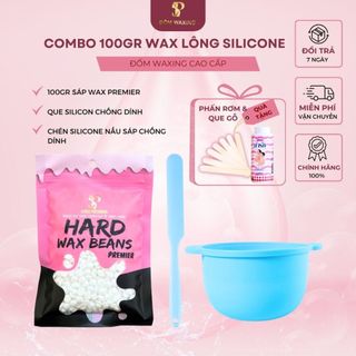  Sáp Wax lông dừa cao cấp Đốm Waxing 100gr +chén và que silcione Tặng Phấn rơm và que gỗ phết sáp 