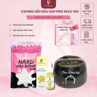 Combo Triệt Lông Sáp Wax Nóng 100gr Sáp +Nồi Nấu Sáp Pro Wax 100 Và 10 Ml Mỡ Trăn Ngọc Lan Tây + Tặng 5 Que Lấy Sáp
