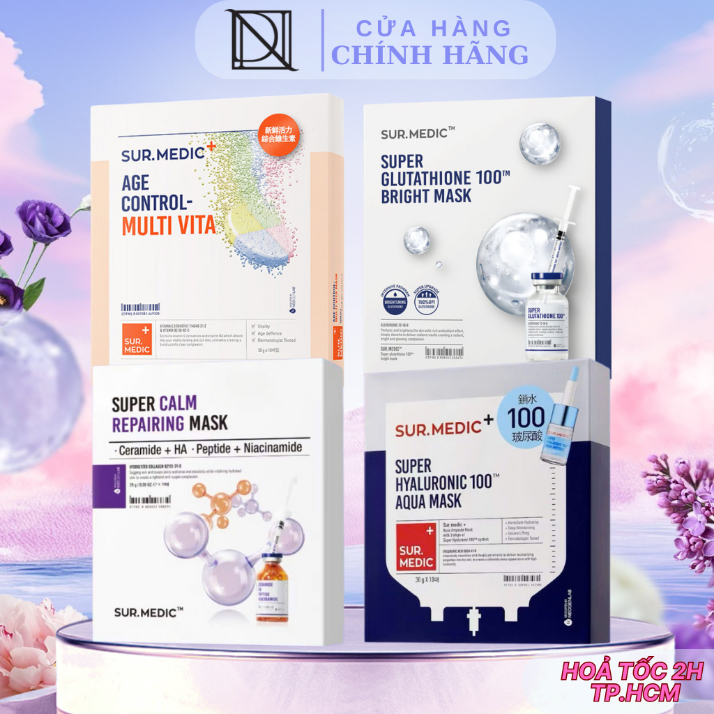 Hộp 10 Miếng Mặt Nạ Dưỡng Trắng Phục Hồi Giảm Lão Hóa Chuyên Sâu Sur Medic Mask 30g x 10 Hàn Quốc