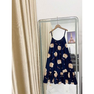 (HÀNG MỚI VỀ) Váy bầu lanh 2 dây mặc nhà mặc ngủ cực kì mềm mịn thoáng mát MÙA HÈ