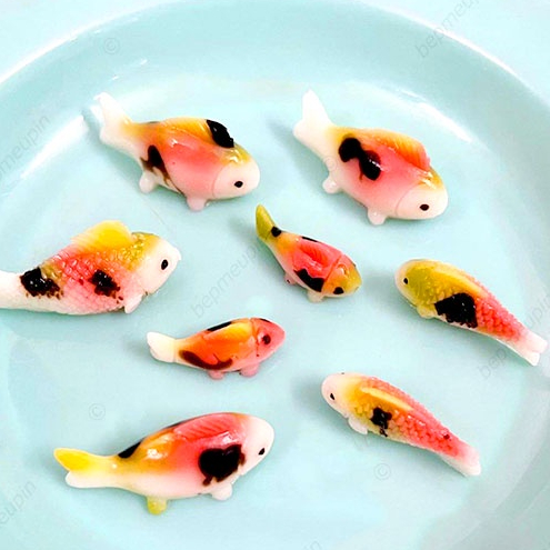 Khuôn silicon vỉ 8 con cá koi nhỏ trang trí bánh sinh nhật rau câu làm kẹo dẻo chip chip