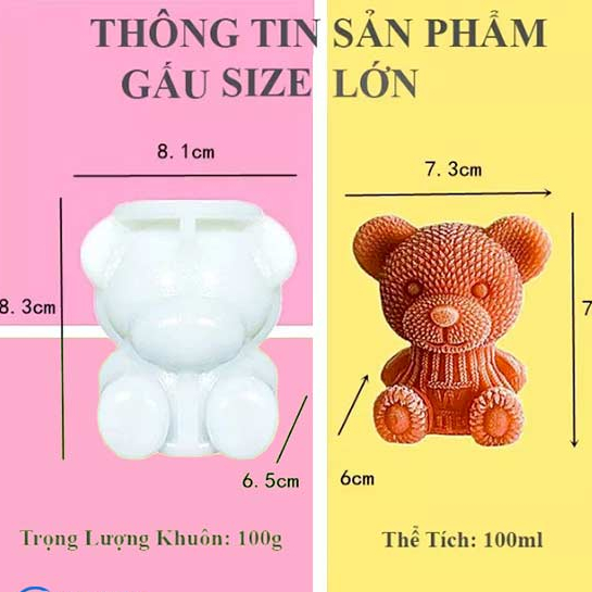 Khuôn silicon con gấu w loại nguyên khuôn làm thạch tượng