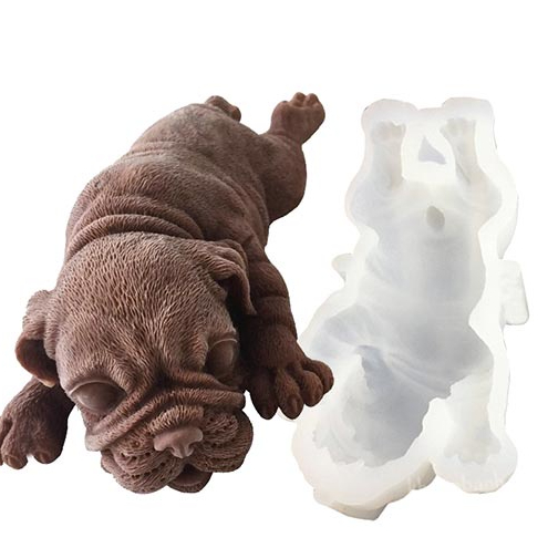 Khuôn silicon con chó mặt xệ to 14cm làm bánh