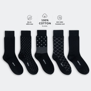 Tất Vớ Đen Công Sở Cổ Cao Họa Tiết  Cotton Tự Nhiên Dày Dặn Êm Ái Thoáng Khí Khử Mùi - BSM4000