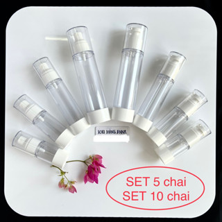 (SET 5) Chai Lọ hút chân không 30ml 50ml 20ml 10ml 5ml- COMBO 10 Chai nhựa Chiết Mỹ phẩm trong suốt xịt giọt / Xịt Sương