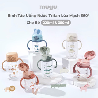 Bình Tập Uống Nước MOOIMOMxMUGU 360 độ, van chống sặc và tay cầm cho bé tập uống nước 220ml & 350ml