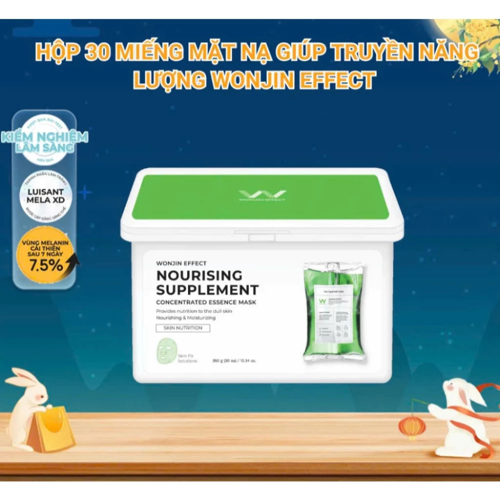 Hộp 30 Miếng Mặt Nạ Giúp Cấp Nước, Phục Hồi, Dưỡng Sáng, Chống Lão Hóa WonJin 350g