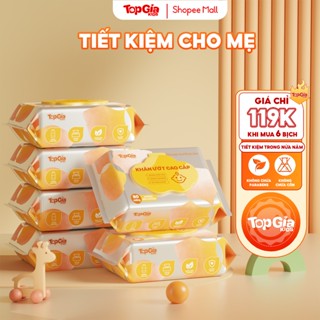 [Mua 6 bịch giá 119k] Khăn ướt TopGiaKids không cồn, không parabens, không mùi cao cấp dành cho bé