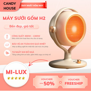 Quạt Sưởi Gốm Mini Mi-Lux H2 Công Suất 1300W, Đèn Sưởi Để Bàn Công Nghệ Sưởi Gốm Ptc Không Gây Khô Da, Tiết Kiệm Điện
