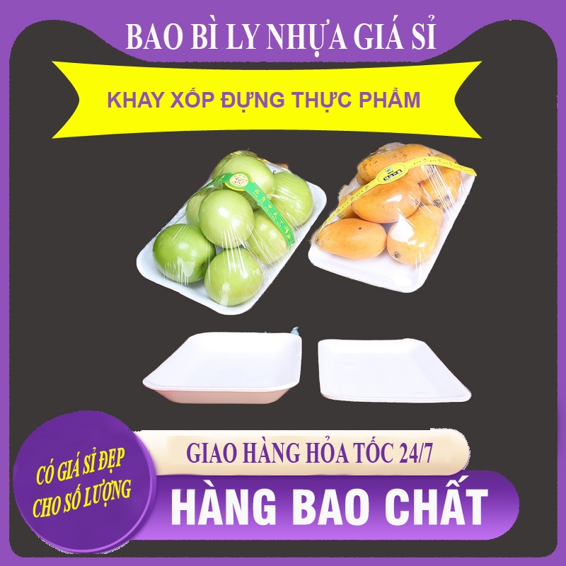 COMBO 50 khay xốp hoa quả . Hải sản, cá viên...