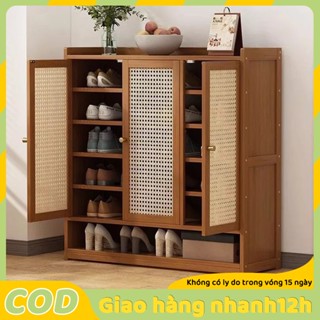 Tủ giầy tre bằng vật liệu mây 5-8 tầng Sức chứa lớn tủ đựng giày dép gỗ tre kệ giày phòng trừ mối