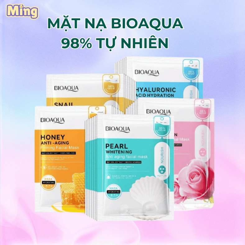 Mặt Nạ BIOAQUA 98% Tự Nhiên, Mặt Nạ Ngọc Trai, Mặt Nạ Mật Ong, Mặt Nạ Hoa Hồng