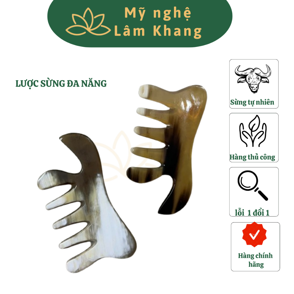 Lược sừng đa năng chải tóc gỡ dối,  thư giãn đầu massage mặt- Mỹ nghệ Lâm Khang