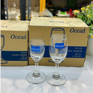 Bộ 6 ly rượu vang nhỏ thủy tinh Ocean thái lan có chân uống rượu tây champagne 30ml - 60ml đẹp cao cấp
