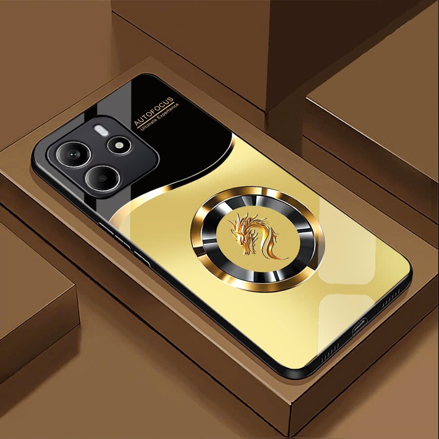 Ốp Lưng cho XIAOMI REDMI NOTE 14 / NOTE 14 PRO/ NOTE 14 PLUS/ 4G/ 5G Mặt kính cường lực, cao cấp Họa tiết RỒNG VÀNG