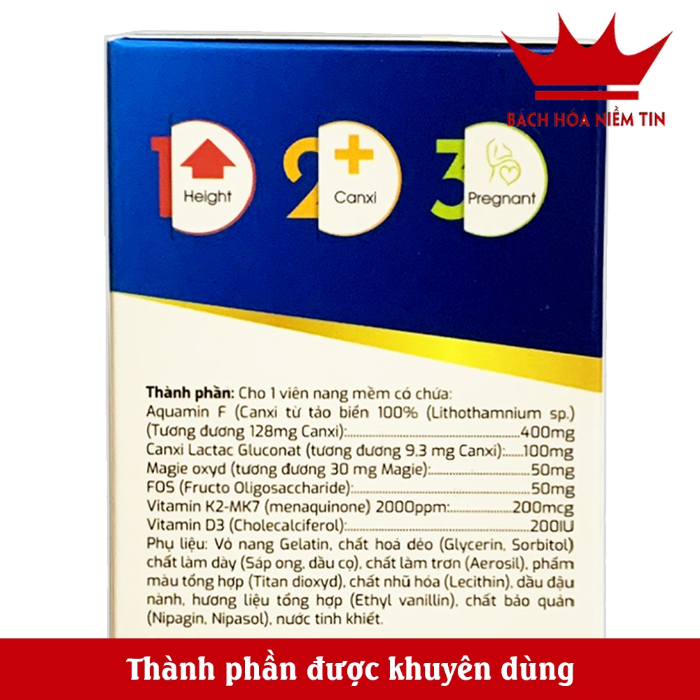 Viên uống  Calcium A  Vitamin D3 Aquamin F 30v hỗ trợ giúp phát triển chiều cao, bổ sung canxi cho phụ nữ